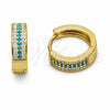 Oro Laminado Huggie Hoop, Gold Filled Style with Turquoise and White Cubic Zirconia, Polished, Golden Finish, 02.267.0147.3.15