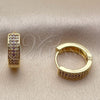 Oro Laminado Huggie Hoop, Gold Filled Style with White and Amethyst Cubic Zirconia, Polished, Golden Finish, 02.267.0147.4.15