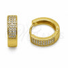 Oro Laminado Huggie Hoop, Gold Filled Style with White and Amethyst Cubic Zirconia, Polished, Golden Finish, 02.267.0147.4.15