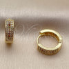 Oro Laminado Huggie Hoop, Gold Filled Style with Multicolor and White Cubic Zirconia, Polished, Golden Finish, 02.267.0147.5.15