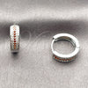 Rhodium Gold Filled Huggie Hoop, with Garnet and White Cubic Zirconia, Polished, Rhodium Finish, 02.267.0147.6.15