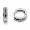 Rhodium Gold Filled Huggie Hoop, with Garnet and White Cubic Zirconia, Polished, Rhodium Finish, 02.267.0147.6.15