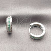 Rhodium Gold Filled Huggie Hoop, with White and Green Cubic Zirconia, Polished, Rhodium Finish, 02.267.0147.7.15
