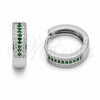 Rhodium Gold Filled Huggie Hoop, with White and Green Cubic Zirconia, Polished, Rhodium Finish, 02.267.0147.7.15