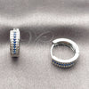 Rhodium Gold Filled Huggie Hoop, with White and Sapphire Blue Cubic Zirconia, Polished, Rhodium Finish, 02.267.0147.8.15