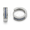 Rhodium Gold Filled Huggie Hoop, with White and Sapphire Blue Cubic Zirconia, Polished, Rhodium Finish, 02.267.0147.8.15