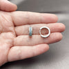 Rhodium Gold Filled Huggie Hoop, with White and Turquoise Cubic Zirconia, Polished, Rhodium Finish, 02.267.0147.9.15
