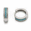 Rhodium Gold Filled Huggie Hoop, with White and Turquoise Cubic Zirconia, Polished, Rhodium Finish, 02.267.0147.9.15