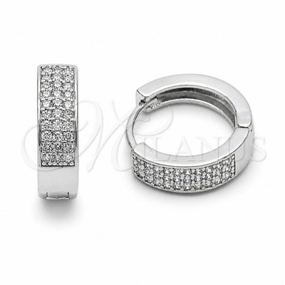 Rhodium Gold Filled Huggie Hoop, with Amethyst and White Cubic Zirconia, Polished, Rhodium Finish for wholesale, main product view