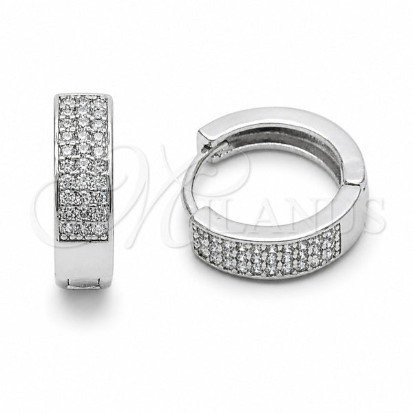 Rhodium Gold Filled Huggie Hoop, with Amethyst and White Cubic Zirconia, Polished, Rhodium Finish, 02.267.0147.10.15
