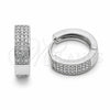 Rhodium Gold Filled Huggie Hoop, with Amethyst and White Cubic Zirconia, Polished, Rhodium Finish, 02.267.0147.10.15