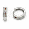Rhodium Gold Filled Huggie Hoop, with Multicolor and White Cubic Zirconia, Polished, Rhodium Finish, 02.267.0147.11.15