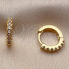 Oro Laminado Huggie Hoop, Gold Filled Style with White Cubic Zirconia, Polished, Golden Finish, 02.267.0148.12