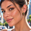 Oro Laminado Huggie Hoop, Gold Filled Style with Green Cubic Zirconia, Polished, Golden Finish, 02.267.0148.1.12