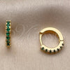 Oro Laminado Huggie Hoop, Gold Filled Style with Green Cubic Zirconia, Polished, Golden Finish, 02.267.0148.1.12