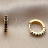 Oro Laminado Huggie Hoop, Gold Filled Style with Sapphire Blue Cubic Zirconia, Polished, Golden Finish, 02.267.0148.2.12