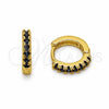 Oro Laminado Huggie Hoop, Gold Filled Style with Sapphire Blue Cubic Zirconia, Polished, Golden Finish, 02.267.0148.2.12