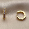Oro Laminado Huggie Hoop, Gold Filled Style with Amethyst Cubic Zirconia, Polished, Golden Finish, 02.267.0148.3.12