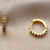 Oro Laminado Huggie Hoop, Gold Filled Style with Multicolor Cubic Zirconia, Polished, Golden Finish, 02.267.0148.4.12