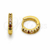 Oro Laminado Huggie Hoop, Gold Filled Style with Multicolor Cubic Zirconia, Polished, Golden Finish, 02.267.0148.4.12
