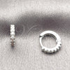 Rhodium Gold Filled Huggie Hoop, with White Cubic Zirconia, Polished, Rhodium Finish, 02.267.0148.5.12