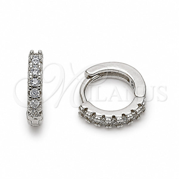 Rhodium Gold Filled Huggie Hoop, with White Cubic Zirconia, Polished, Rhodium Finish, 02.267.0148.5.12