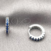 Rhodium Gold Filled Huggie Hoop, with Sapphire Blue Cubic Zirconia, Polished, Rhodium Finish, 02.267.0148.7.12