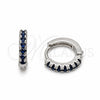 Rhodium Gold Filled Huggie Hoop, with Sapphire Blue Cubic Zirconia, Polished, Rhodium Finish, 02.267.0148.7.12
