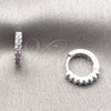 Rhodium Gold Filled Huggie Hoop, with Amethyst Cubic Zirconia, Polished, Rhodium Finish, 02.267.0148.8.12