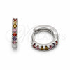 Rhodium Gold Filled Huggie Hoop, with Multicolor Cubic Zirconia, Polished, Rhodium Finish, 02.267.0148.9.12