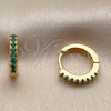 Oro Laminado Huggie Hoop, Gold Filled Style with Green Cubic Zirconia, Polished, Golden Finish, 02.267.0148.1.14