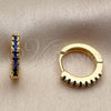 Oro Laminado Huggie Hoop, Gold Filled Style with Sapphire Blue Cubic Zirconia, Polished, Golden Finish, 02.267.0148.2.14