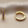 Oro Laminado Huggie Hoop, Gold Filled Style with Amethyst Cubic Zirconia, Polished, Golden Finish, 02.267.0148.3.14