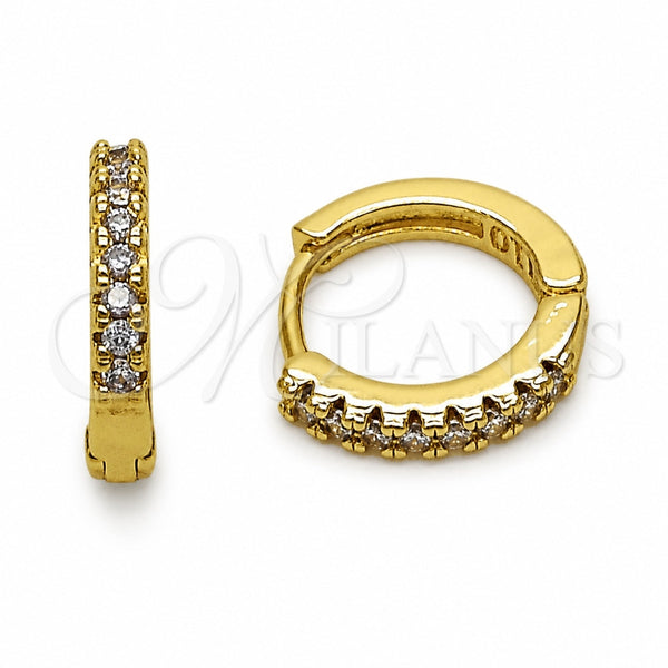 Oro Laminado Huggie Hoop, Gold Filled Style with Amethyst Cubic Zirconia, Polished, Golden Finish, 02.267.0148.3.14