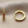 Oro Laminado Huggie Hoop, Gold Filled Style with Multicolor Cubic Zirconia, Polished, Golden Finish, 02.267.0148.4.14