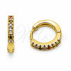 Oro Laminado Huggie Hoop, Gold Filled Style with Multicolor Cubic Zirconia, Polished, Golden Finish, 02.267.0148.4.14