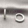 Rhodium Gold Filled Huggie Hoop, with White Cubic Zirconia, Polished, Rhodium Finish, 02.267.0148.5.14