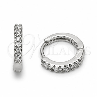 Rhodium Gold Filled Huggie Hoop, with White Cubic Zirconia, Polished, Rhodium Finish, 02.267.0148.5.14 for wholesale, main product view