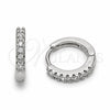 Rhodium Gold Filled Huggie Hoop, with White Cubic Zirconia, Polished, Rhodium Finish, 02.267.0148.5.14