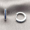 Rhodium Gold Filled Huggie Hoop, with Sapphire Blue Cubic Zirconia, Polished, Rhodium Finish, 02.267.0148.7.14