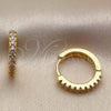 Oro Laminado Huggie Hoop, Gold Filled Style with White Cubic Zirconia, Polished, Golden Finish, 02.267.0148.16