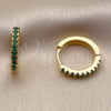 Oro Laminado Huggie Hoop, Gold Filled Style with Green Cubic Zirconia, Polished, Golden Finish, 02.267.0148.1.16