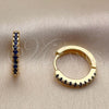 Oro Laminado Huggie Hoop, Gold Filled Style with Sapphire Blue Cubic Zirconia, Polished, Golden Finish, 02.267.0148.2.16