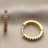 Oro Laminado Huggie Hoop, Gold Filled Style with Amethyst Cubic Zirconia, Polished, Golden Finish, 02.267.0148.3.16