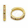 Oro Laminado Huggie Hoop, Gold Filled Style with Multicolor Cubic Zirconia, Polished, Golden Finish, 02.267.0148.4.16