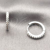 Rhodium Gold Filled Huggie Hoop, with White Cubic Zirconia, Polished, Rhodium Finish, 02.267.0148.5.16