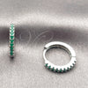 Rhodium Gold Filled Huggie Hoop, with Green Cubic Zirconia, Polished, Rhodium Finish, 02.267.0148.6.16