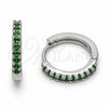 Rhodium Gold Filled Huggie Hoop, with Green Cubic Zirconia, Polished, Rhodium Finish, 02.267.0148.6.16