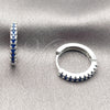 Rhodium Gold Filled Huggie Hoop, with Sapphire Blue Cubic Zirconia, Polished, Rhodium Finish, 02.267.0148.7.16