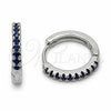 Rhodium Gold Filled Huggie Hoop, with Sapphire Blue Cubic Zirconia, Polished, Rhodium Finish, 02.267.0148.7.16